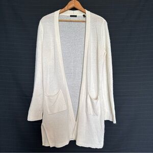 ATM Cream 100% Cashmere Knit Open Front Long Cardigan Sweater Womens XS